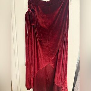 Elegant Red Velvet Wrap Skirt